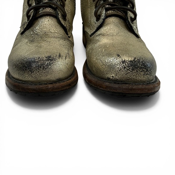 Freebird Manchester Combat Boots Women Size 8 distressed metallic Leather Silver - Picture 5 of 12